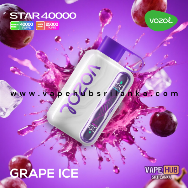 VOZOL STAR Grape Ice flavor 40,000 puffs disposable vape device in Sri Lanka